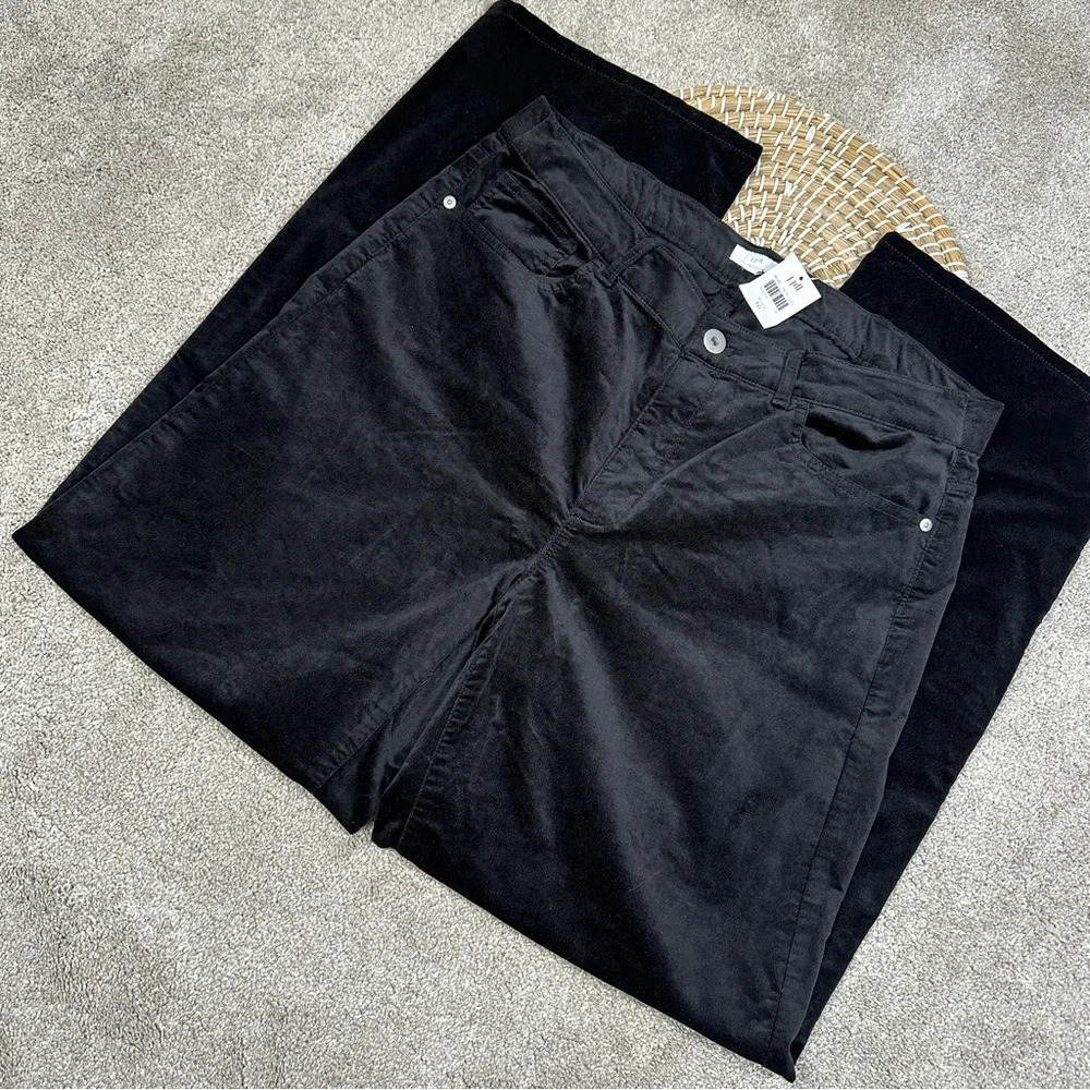 NEW J. Jill Velveteen High Rise Full Straight Leg Pants in Black Size 16 - Picture 2 of 16